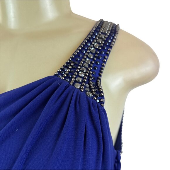 Laundry Women’s Royal Blue Gown With Beaded Asymmetrical Torso Size 10 - New - Picture 6 of 11